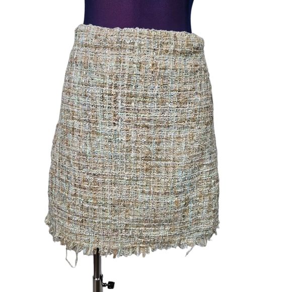 Princess Polly Cream Gold Kimberly Tweed High Waisted Mini Skirt Size 4‎ Women's - Picture 10 of 10